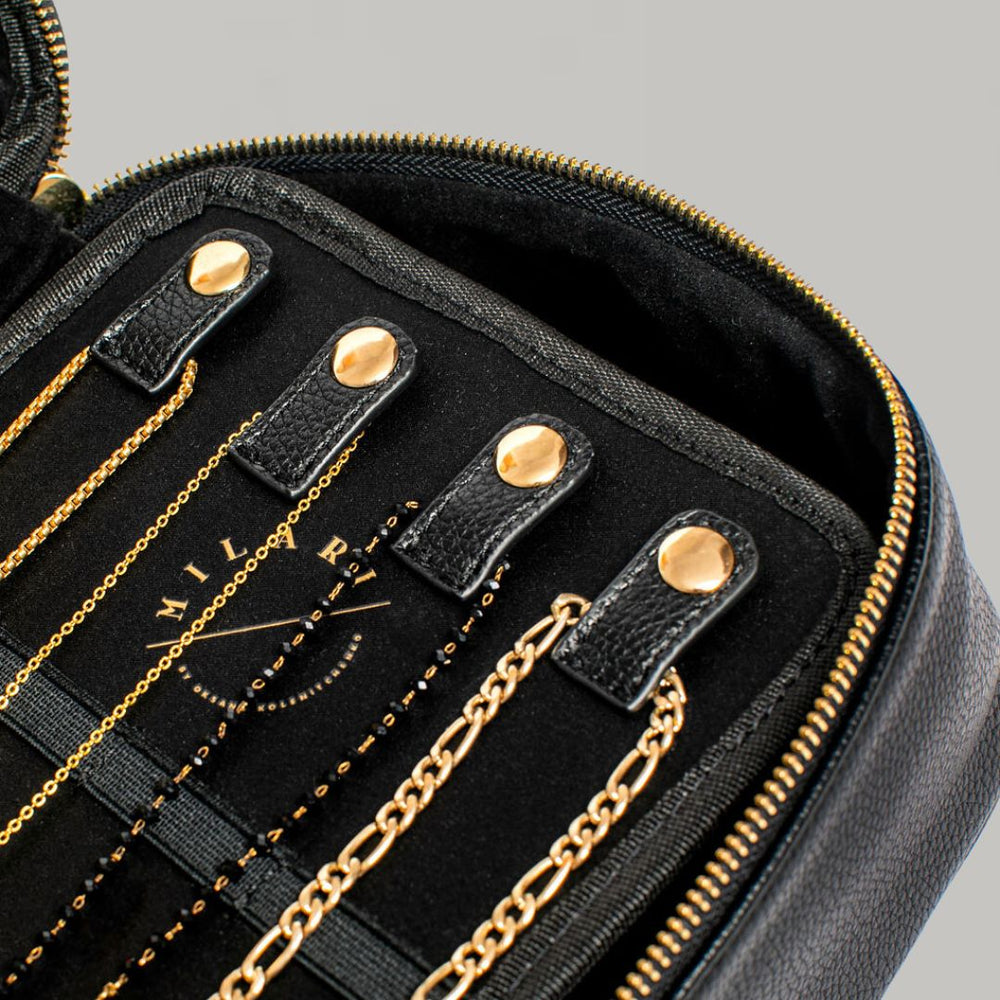 Jennifer Jones Kosmetiktasche Schwarz/Gold – Stylischer Make-up Organizer Für Unterwegs